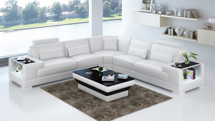 Ledercouch Couch Wunnlandschaft Eckcouch Eck Garnitur Design Modern Sofa mat USB