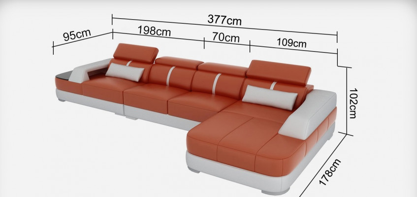 Ledersofa Polster Sëtz Eck Sofa Garnitur Wunnlandschaft Wunnzëmmer Couche mat USB