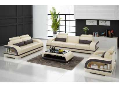 Designer Sofagarnitur Ledersofa mat USB Set 3+2+1 Garnitur Couch Sofa Garnituren