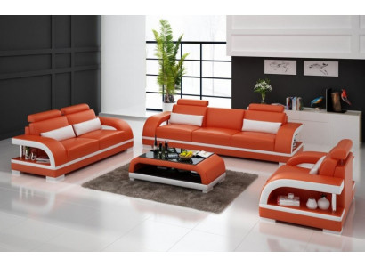 Designer Ledersofa Set mat USB 3+2+1 Sofa Couch Garnituren Setzerung.