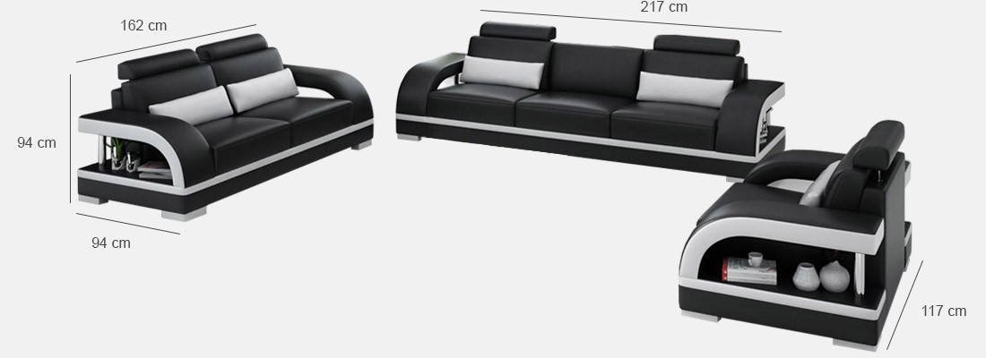 Designer Ledersofa Set mat USB 3+2+1 Sofa Couch Garnituren Setzerung.