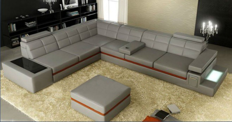 Liederkanapé Couch Wunnlandschaft Eckkanapé Eck Garnitur +USB Neit Design Modern Kanapé