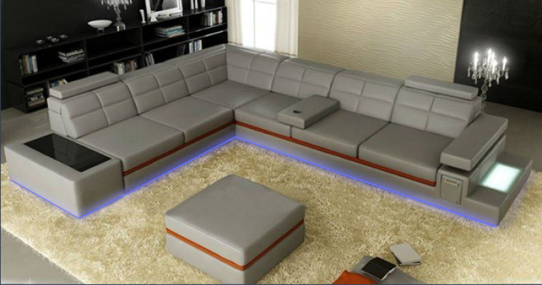 Liederkanapé Couch Wunnlandschaft Eckkanapé Eck Garnitur +USB Neit Design Modern Kanapé