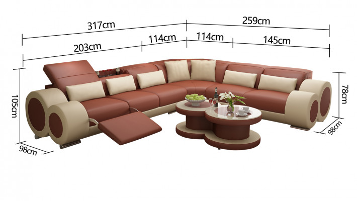 Liederdivan Canapé Wunnlandschaft Eckdivan Eck Garnitur Design Modern Divan USB Relaxatioun