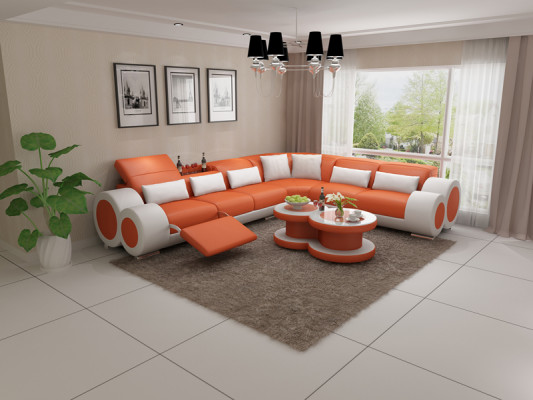 Liederdivan Canapé Wunnlandschaft Eckdivan Eck Garnitur Design Modern Divan USB Relaxatioun