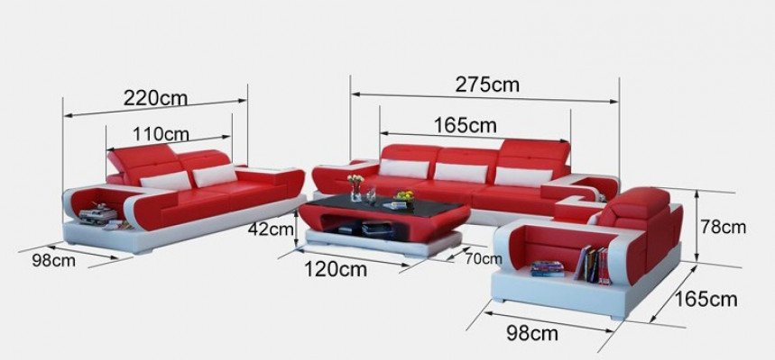 Sofa Garnitur Couch Polster Lieder Sëtz Garnitur 3+2+1 Set Modern Sofa mat USB