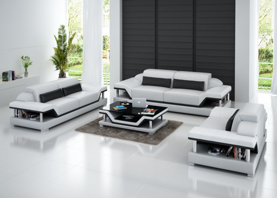 Ledersofa Canapé Wunnlandschaft 3+2+1 Sëtzer Garnitur Design Sofa Sofagarnitur
