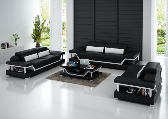 Ledersofa Canapé Wunnlandschaft 3+2+1 Sëtzer Garnitur Design Sofa Sofagarnitur