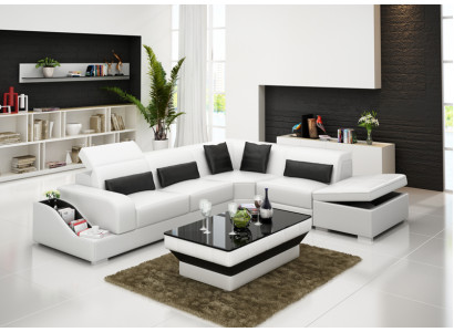 Ledersofa mat USB Wunnlandschaft Ecksofa Eck Garnitur Design Modern Sofa G8008D