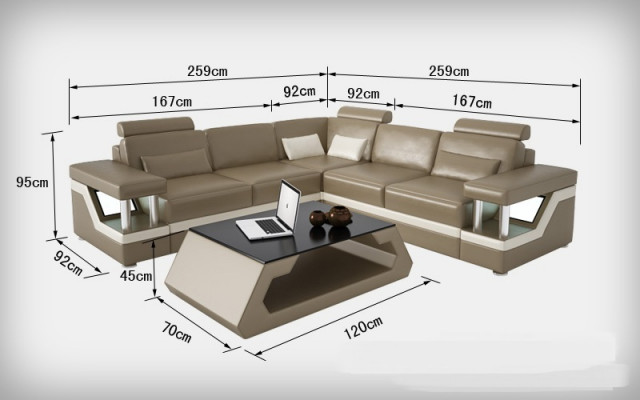 Ledercouch mat USB Wunnlanschaft Eckcouch Eck Garnitur Canapé Design Sofa L6002B