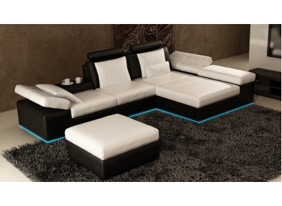Ledercouch Sofa mat USB Wunnlandschaft Ecksofagarnitur Design Modern Sofa K5014C