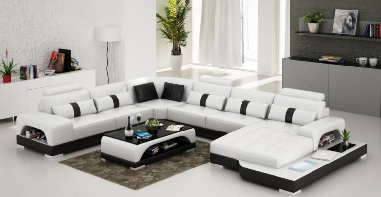 Lieder U-Form Wunnlandschaft Couch Grouss XXL Sofa Polster Eckbestand Garnitur Eck Schécken