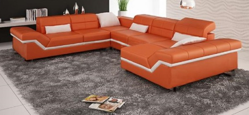 Ledersofa XXL Wunnlandschaft Ecksofa Design Sofa Couch Garnitur Eckcouch Nei