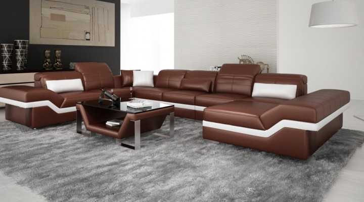 Ledersofa XXL Wunnlandschaft Ecksofa Design Sofa Couch Garnitur Eckcouch Nei