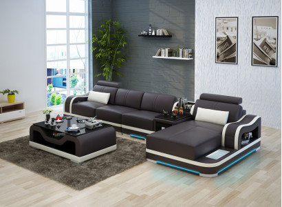 Canapé Ledercanapé Couch Modern Wunnlandschaft Eckcanapé Eck Garnitur Design