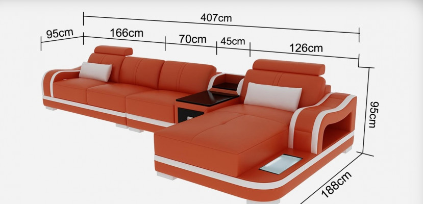 Canapé Ledercanapé Couch Modern Wunnlandschaft Eckcanapé Eck Garnitur Design