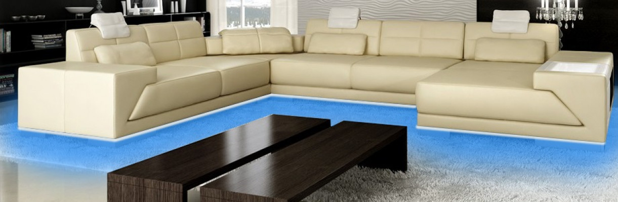 Liederdivan Canapé Canapé Designersofa U-Form Eckgarnitur Polsterecke XXL Grouss PH3005