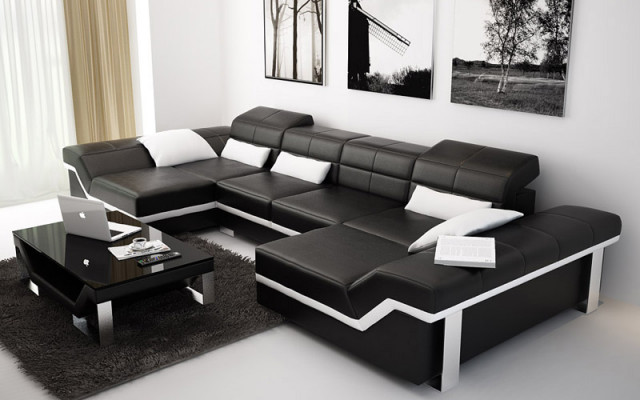 Ledercouch Sofa Couch Wunnlandschaft Eckcouch Garnitur Design Modern Sofa K5007C