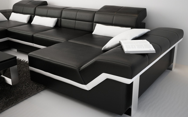 Ledercouch Sofa Couch Wunnlandschaft Eckcouch Garnitur Design Modern Sofa K5007C