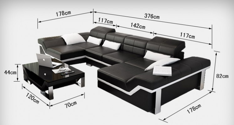Ledercouch Sofa Couch Wunnlandschaft Eckcouch Garnitur Design Modern Sofa K5007C