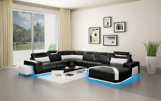 Eckcouch Polstersesellandschaft Canapé Sofa Wunnlandschaft U-Form Sëtz Eck PH739C