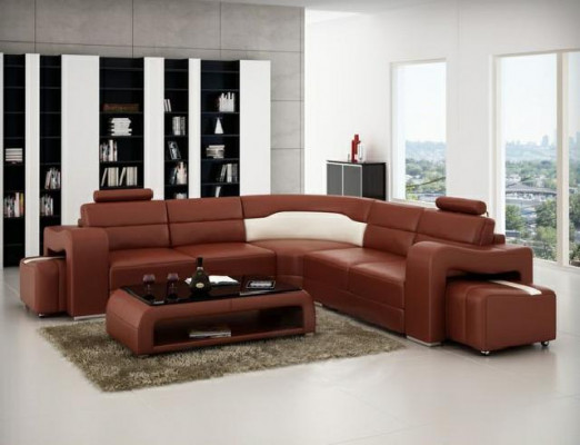 Liederkanapé Eckkanapé Eckgarnitur Designer Wunndekor L-Form Kanapé Sëtz Sofa Pisa