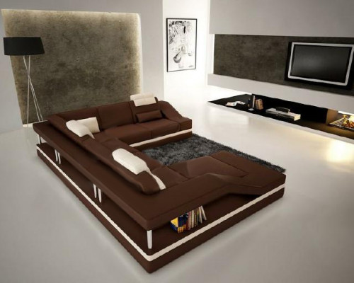 Wunnlandschaft Ecksofa Ledersofa Sofa Canapé Polster Sëtz Eck Garnitur