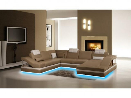 Wunnlandschaft Ecksofa Ledersofa Sofa Canapé Polster Sëtz Eck Garnitur