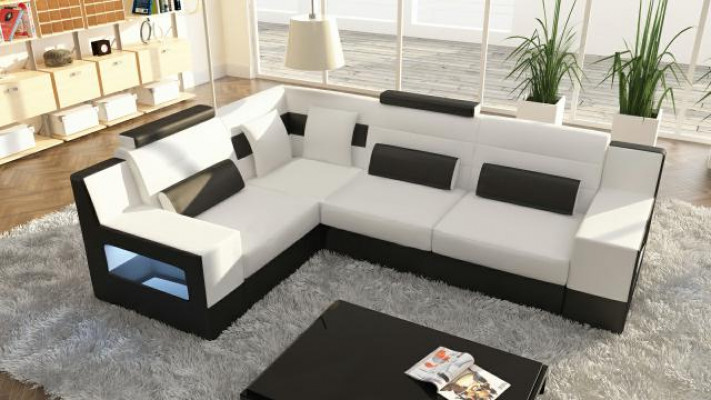 Ecksofa Garnitur Textilstoff Lieder Sofas Wunnlandschaft Sofa + USB Polster Eck