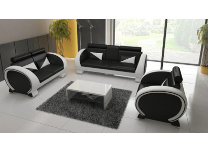 LEDERSOFA USB DESIGN GARNITUR 3+1 Moossfabrikatioun POLSTERGARNITUR POLSTER SOFA NEI