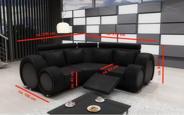 STOFFSOFA WOHNLANDSCHAFT CANAPÉ RELAXFUNKTIOUN COUCH ECKCANAPÉ Moossteschung USB