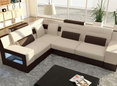 Wunnlandschaft Sofa USB Polster Eck-Ecksofa Garnitur Moossfabrikatioun Lieder Sofa