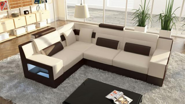 Wohnlandschaft Sofa + USB, Polster Ecke Ecksofa Garnitur Textil Stoff Lieder Sofas