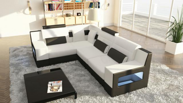 Wohnlandschaft Sofa + USB, Polster Ecke Ecksofa Garnitur Textil Stoff Lieder Sofas