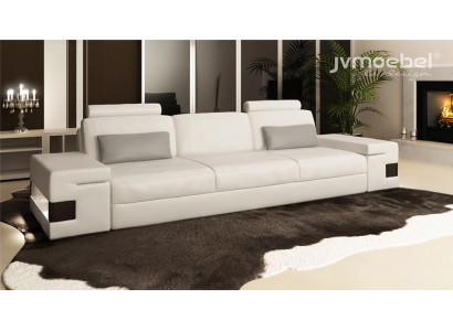 Modernen Luxus Designer Canapé 3 Sëtzer Miwwelen Polster Stoff Wäiss Canapéen XXL grouss