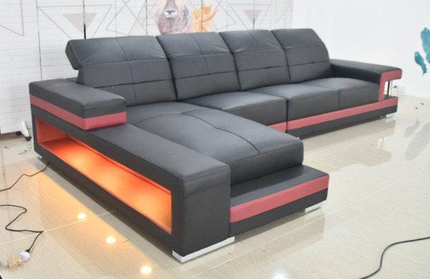 Beliichte modern Canapé Landschaft Sëtz Sofa Wunnzëmmer Eckgarnitur Miwwelen