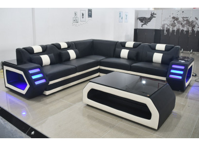 Modern Eckgarnitur Canapé Sëtzpolster Ecksofa Polster Lieder Design Canapé