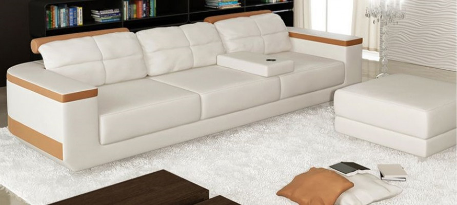 Sofa 3 Sëtz Textil Sofas Canapé Pouf Luxus Sofa Modern Stil Grouss XXL Couchen