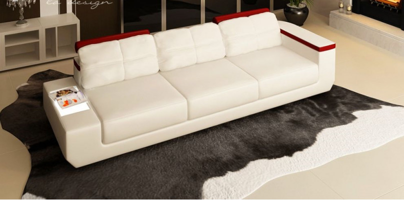 Sofa 3 Sëtz Textil Sofas Canapé Pouf Luxus Sofa Modern Stil Grouss XXL Couchen