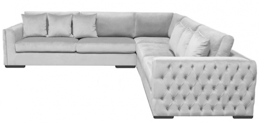 Eckcouch Sëlwer Canapé Eckgarnitur Polster Wunnlandschaft Samt Stoff Miwwel Design
