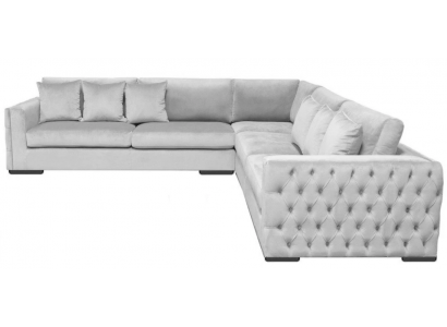 Eckcouch Sëlwer Canapé Eckgarnitur Polster Wunnlandschaft Samt Stoff Miwwel Design