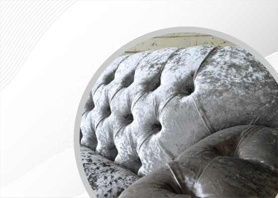 Dräisëtzer Sofa 3-Sëtz Couch Chesterfield Polstersëtzung Garnitur Samt Gro.