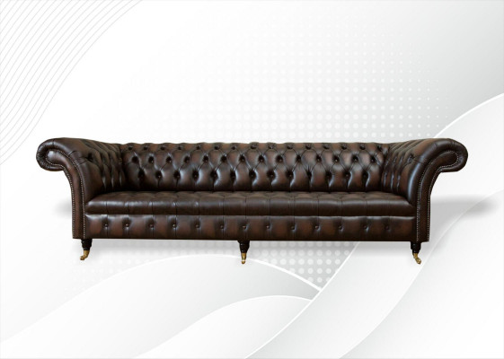 xxl Grouss Sofa Couch Chesterfield 265cm Deko Këssen Sofas 4-Sëtzer Lieder