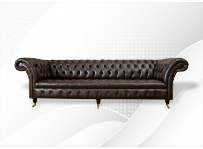 xxl Grouss Sofa Couch Chesterfield 265cm Deko Këssen Sofas 4-Sëtzer Lieder