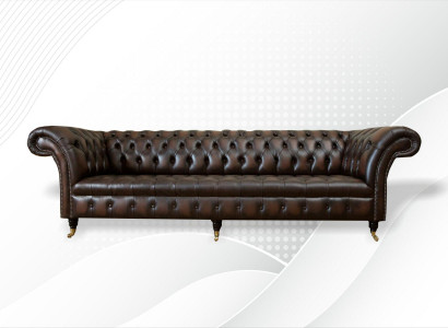 xxl Grouss Sofa Couch Chesterfield 265cm Deko Këssen Sofas 4-Sëtzer Lieder