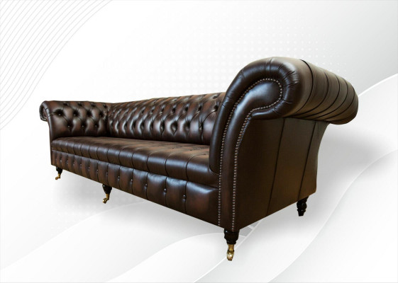xxl Grouss Sofa Couch Chesterfield 265cm Deko Këssen Sofas 4-Sëtzer Lieder