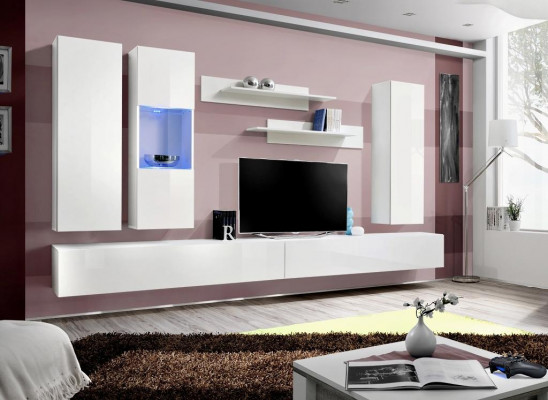 Wuermauer Holz Wunnzëmmer Miwwelen Wäiss TV Stänner Modernen Design Wand Regaler