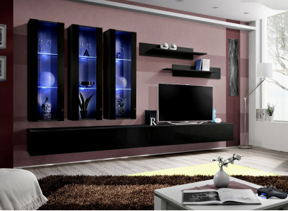 Modern Design Wunnwand TV-Ständer Holz Wunnzëmmer Miwwelen Ariichtung Wand Regaler