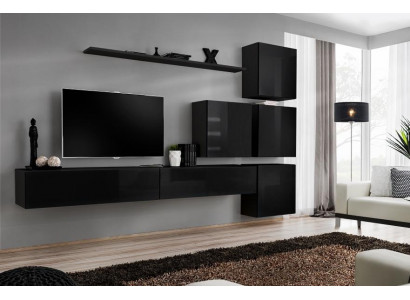 Wunnzëmmer Set Wandregal Sideboard Wunnwänn Wandsschaf Komplett 7 Deeler. Nei.