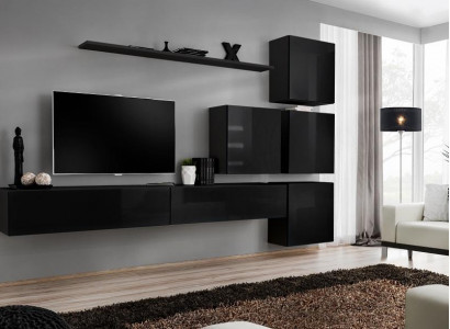 Wunnzëmmer Set Wandregal Sideboard Wunnwänn Wandsschaf Komplett 7 Deeler. Nei.